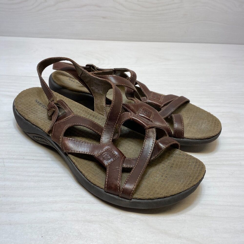 Merrell Agave Slingback Strappy Sandals Women's Size 10 Brown Leather Comfort